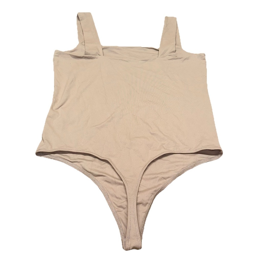 Abercrombie & Fitch Soft A&F Collection Nude Square Neck Bodysuit Thong Women XL - Picture 2 of 6